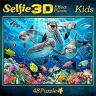 Larsen 3D Premium Effekt Puzzle Motiv: Delfin-Selfie: 48 Teile Selfie Kinder Puzzle