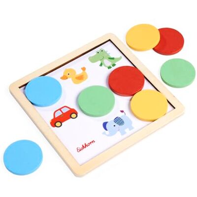 Eichhorn Kleuren-legspel educatief spel met 8 kleurrijke schijven, 5 sjabloonkaarten en houten frame ter bevordering van kleurbegrip, fijne motoriek en concentratie, compact en kindvriendelijk Eichhorn Kleuren-legspel educatief spel met 8 kleurrijke schijven, 5 sjabloonkaarten en houten frame ter bevordering van kleurbegrip, fijne motoriek en concentratie, compact en kindvriendelijk
