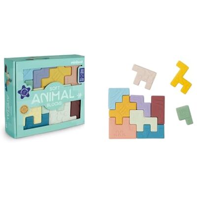 Miniland Zachte dierenblokken: educatieve en sensorische puzzel voor baby's, met zachte dierenblokken, textuur en geluid, vanaf 18 maanden Miniland Zachte dierenblokken: educatieve en sensorische puzzel voor baby's, met zachte dierenblokken, textuur en geluid, vanaf 18 maanden