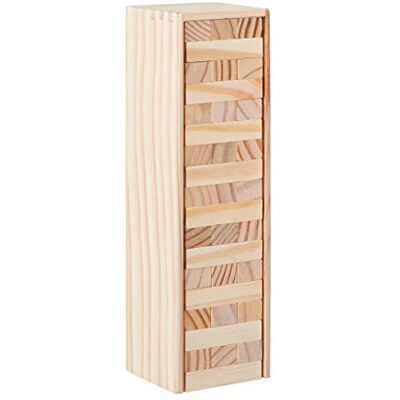 Relaxdays wiebeltoren hout, 54 blokken, kinderen & volwassenen, stapeltoren, vallende toren, behendigheidsspel, natuur Relaxdays wiebeltoren hout, 54 blokken, kinderen & volwassenen, stapeltoren, vallende toren, behendigheidsspel, natuur