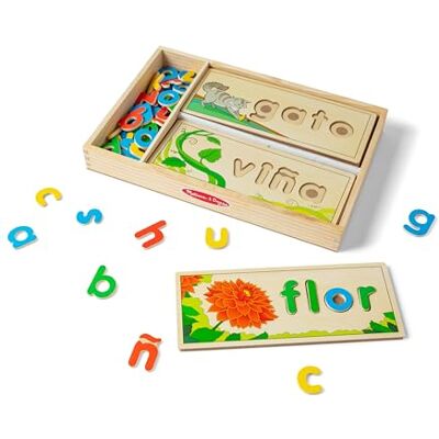 Melissa & Doug Kijken en spellen in het Spaans, Educatief speelgoed om een taal te leren, Puzzel, Montessori speelgoed 2 jaar, Busy board, Houten puzzel, Cadeau voor jongen of meisje Melissa & Doug Kijken en spellen in het Spaans, Educatief speelgoed om een taal te leren, Puzzel, Montessori speelgoed 2 jaar, Busy board, Houten puzzel, Cadeau voor jongen of meisje