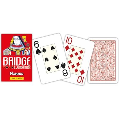Modiano Bridgekaarten 2 Jumbo index rood Modiano Bridgekaarten 2 Jumbo index rood