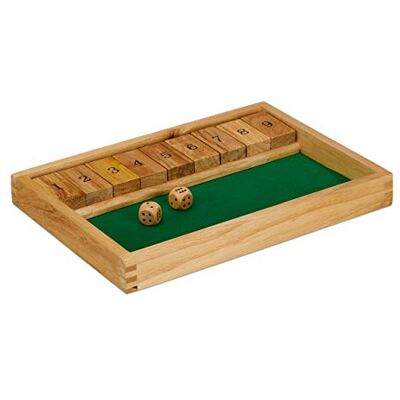 Relaxdays shut the box, 9 klappen, 2 dobbelstenen, dobbelspel, klipp klapp, houten gezelschapsspel, natuur/groen Relaxdays shut the box, 9 klappen, 2 dobbelstenen, dobbelspel, klipp klapp, houten gezelschapsspel, natuur/groen