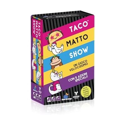 Ghenos Games Taco Matto Show kaartspel wedstrijdspel voor volwassenen en kinderen vanaf 7 jaar 2-8 spelers duur 10 minuten Italiaanse editie Ghenos Games Taco Matto Show kaartspel wedstrijdspel voor volwassenen en kinderen vanaf 7 jaar 2-8 spelers duur 10 minuten Italiaanse editie
