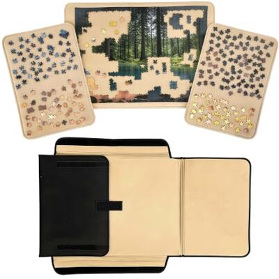 Relaxdays puzzelkoffer, 1500 stukjes, 2 sorteerplaten, zwart/beige transport & opslag, handgreep, puzzelbord Relaxdays puzzelkoffer, 1500 stukjes, 2 sorteerplaten, zwart/beige transport & opslag, handgreep, puzzelbord