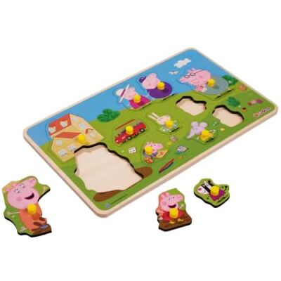 Eichhorn Peppa Pig Steekpuzzel, 13-delige houten puzzel met familiemotief, bevordert fijne motoriek en eerste vormbegrip, van FSC-gecertificeerd lindemultiplex, 30 x 18 cm, vanaf 2 jaar Eichhorn Peppa Pig Steekpuzzel, 13-delige houten puzzel met familiemotief, bevordert fijne motoriek en eerste vormbegrip, van FSC-gecertificeerd lindemultiplex, 30 x 18 cm, vanaf 2 jaar