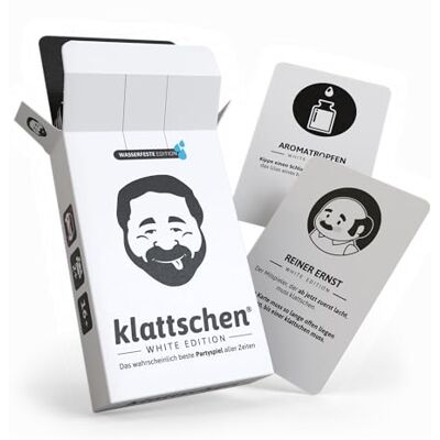 DENKRIESEN klattschen® White Edition de officiële uitbreiding van het cult-drinkspel, partyspel kaartspel speleavonden drinkspel uitvoering: waterdichte plastic kaarten DENKRIESEN klattschen® White Edition de officiële uitbreiding van het cult-drinkspel, partyspel kaartspel speleavonden drinkspel uitvoering: waterdichte plastic kaarten