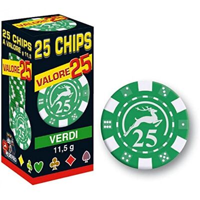 Modiano 25 chips 14 g groen waarde 25 Texas Hold'em Poker kaartspel Modiano 25 chips 14 g groen waarde 25 Texas Hold'em Poker kaartspel