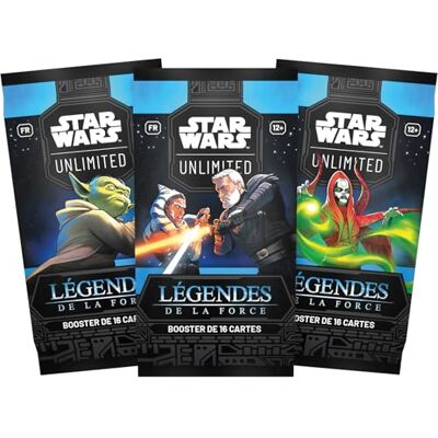 Asmodee FFG Star Wars: Unlimited Verzamelkaartspel Legends of Force Booster met 16 kaarten voor volwassenen en kinderen, vanaf 12 jaar, 2+ spelers Franse versie Asmodee FFG Star Wars: Unlimited Verzamelkaartspel Legends of Force Booster met 16 kaarten voor volwassenen en kinderen, vanaf 12 jaar, 2+ spelers Franse versie
