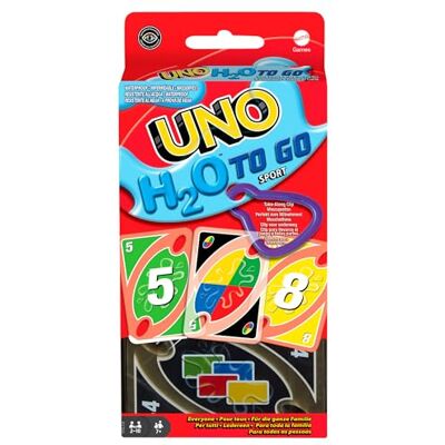 Mattel UNO H2O To Go waterbestendige kaarten, 2-10 spelers Kaartspel voor strand of zwembad, handige clip, ideaal voor op reis, P1703 Mattel UNO H2O To Go waterbestendige kaarten, 2-10 spelers Kaartspel voor strand of zwembad, handige clip, ideaal voor op reis, P1703