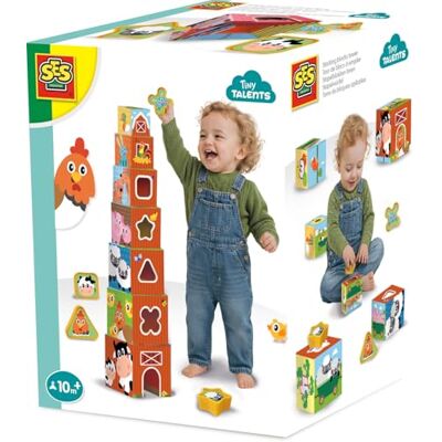 Creative Tiny Talents Stapelkubussen en vormensorteerder 2 in 1 Boerderijdieren Stapeltoren Baby Montessori speelgoed vanaf 1 jaar Sensorisch speelgoed 7 stapelblokken in Creative Tiny Talents Stapelkubussen en vormensorteerder 2 in 1 Boerderijdieren Stapeltoren Baby Montessori speelgoed vanaf 1 jaar Sensorisch speelgoed 7 stapelblokken in