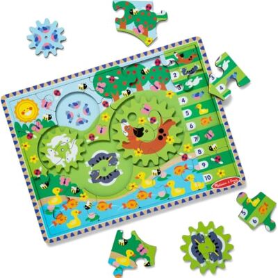 Melissa & Doug Houten legpuzzel met draaiende tandwielen en dierentafereel 24 stukjes, Educatief speelgoed, Puzzel, Montessori speelgoed 2 jaar, Busy board, Cadeau voor jongen of meisje Melissa & Doug Houten legpuzzel met draaiende tandwielen en dierentafereel 24 stukjes, Educatief speelgoed, Puzzel, Montessori speelgoed 2 jaar, Busy board, Cadeau voor jongen of meisje