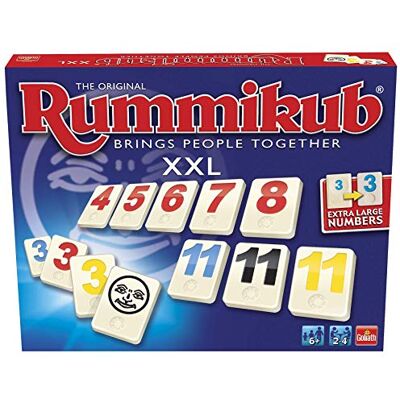Goliath Rummikub The Original XXL Strategisch Bordspel voor Kinderen vanaf 6 Jaar, Familiespel voor 2 tot 4 Spelers, Spel met Extra grote Stenen en Getallen Goliath Rummikub The Original XXL Strategisch Bordspel voor Kinderen vanaf 6 Jaar, Familiespel voor 2 tot 4 Spelers, Spel met Extra grote Stenen en Getallen