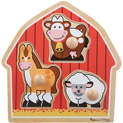 Melissa & Doug 12054 Houten puzzel met grote knop schuur met dieren (3 delen) Melissa & Doug 12054 Houten puzzel met grote knop schuur met dieren (3 delen)