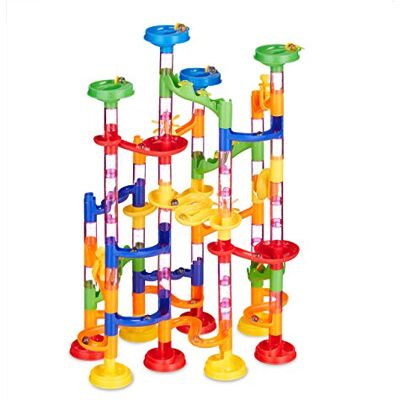 Relaxdays knikkerbaan, 120 delen, starter set, 75 bouwelementen, 45 kikkers, leuk voor kinderen, vanaf 3 jaar, gekleurd Relaxdays knikkerbaan, 120 delen, starter set, 75 bouwelementen, 45 kikkers, leuk voor kinderen, vanaf 3 jaar, gekleurd