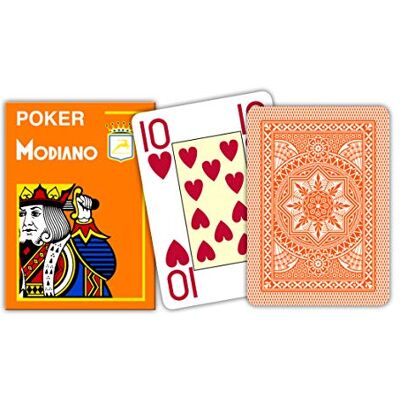 Modiano speelkaarten 485 Poker Cristallo, 4 index oranje Modiano speelkaarten 485 Poker Cristallo, 4 index oranje