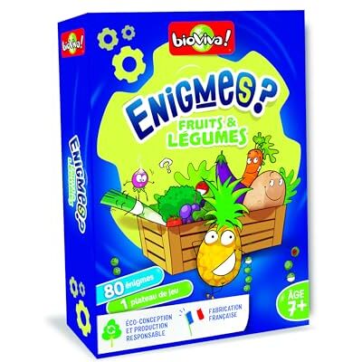 Bioviva ENIGMES FRUITS ET LEGUMES Educatief spel Devinettes – thema voeding – vanaf 7 jaar – 2 tot 6 spelers – gemaakt in Frankrijk Bioviva ENIGMES FRUITS ET LEGUMES Educatief spel Devinettes – thema voeding – vanaf 7 jaar – 2 tot 6 spelers – gemaakt in Frankrijk