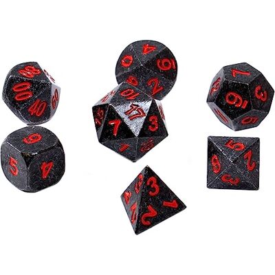 Asmodee REBEL RPG bone set Metaal Zwart staal met rode cijfers Asmodee REBEL RPG bone set Metaal Zwart staal met rode cijfers