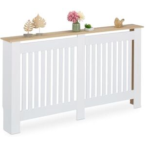 Relaxdays radiatorombouw, HBD 83x152x19 cm, kant en klaar, voor oude radiatoren, radiotorbekleding met plank, mdf, wit Relaxdays radiatorombouw, HBD 83x152x19 cm, kant en klaar, voor oude radiatoren, radiotorbekleding met plank, mdf, wit