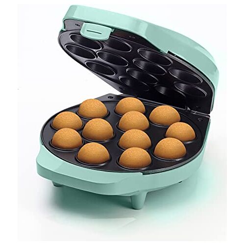 Bestron DCPM12M Cake Pop Maker, Wafelijzer voor 12 Cake Pops, inclusief Cake Pop Butler, 12 Stokjes & Vork, met antiaanbaklaag, 700W, kleur: mint