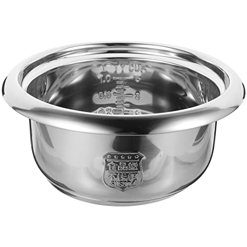 ANSNOW Rijstkoker Binnenpot Non Stick Rvs Rijstkoker Liner Rijst Kookcontainer Rijstkoker Inzetstuk Rijstmaker Accessoires Voor Rijstkoker/Zilver/23 * 23 * 10 Cm