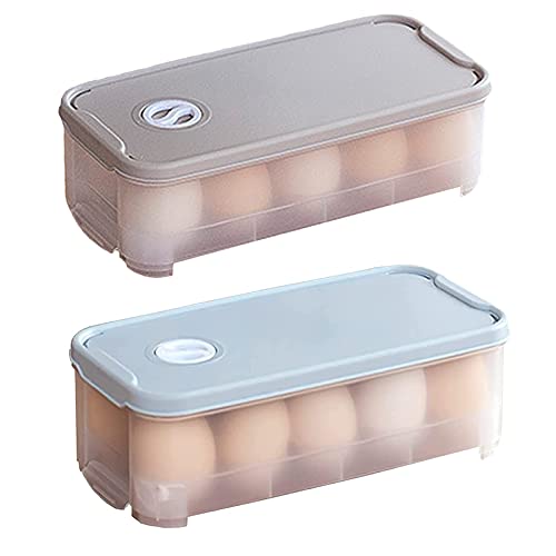 Gloryit 2 stuks eierdoosjes eieropbergdoos voor eieren, kunststof eierdoos met deksel, geschikt voor koelkast, keuken, eieren, container, eierschalen voor keuken, camping, picknick
