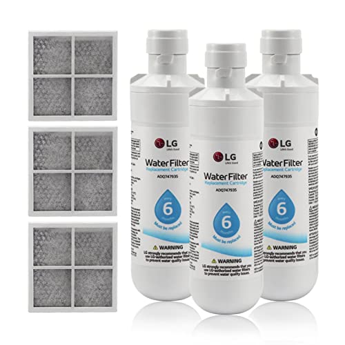 DASNTERED Waterfilter voor koelkast, waterfilter en luchtfilter voor koelkast, geurfilter voor koelkast, reserveonderdeel voor luchtnet, vervanging voor LG LT1000P (3 stuks)
