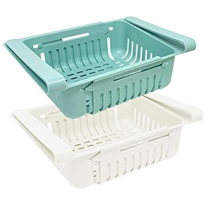 Blauw-Wit Koelkast Organizer Set - Ruimtebesparend, Duurzaam Blauw-Wit Koelkast Organizer Set - Ruimtebesparend, Duurzaam