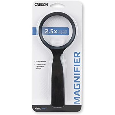 Carson HandHeld 2.5x Vergrootglas met 5x Spot Lens (JS-40) Carson HandHeld 2.5x Vergrootglas met 5x Spot Lens (JS-40)