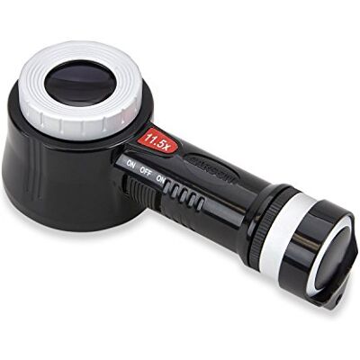 Carson MeasureVergrootglas met LED- en UV-Verlichtingsfunctie en Meetdradenkruis, 11,5-voudige Vergroting (CP-45) Carson MeasureVergrootglas met LED- en UV-Verlichtingsfunctie en Meetdradenkruis, 11,5-voudige Vergroting (CP-45)