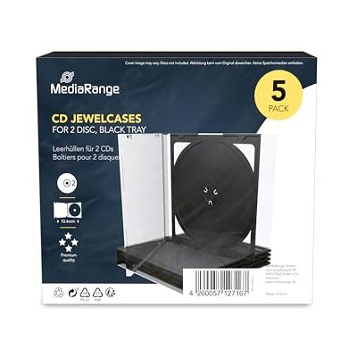 MediaRange BOX31-2 CD-lederen hoes (voor 2 discs, 10,4 mm, 5-pack) zwarte tray MediaRange BOX31-2 CD-lederen hoes (voor 2 discs, 10,4 mm, 5-pack) zwarte tray