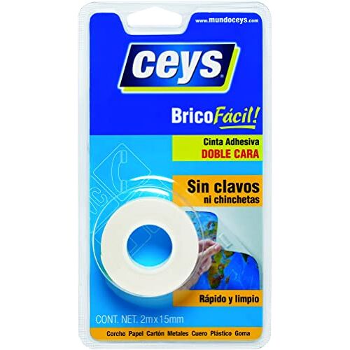 ceys Bricoeasy dubbelzijdig plakband snel en schoon 2 m x 15 mm plakband