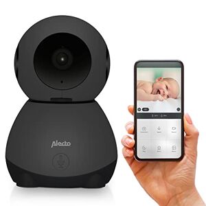 Alecto WiFi Babyfoon met Camera HD 1080p SMARTBABY10BK Slimme Baby Monitor met Mobiele Telefoonbediening Voor Thuis en Reizen, Video Babyfoon Camera en Audio Zwart