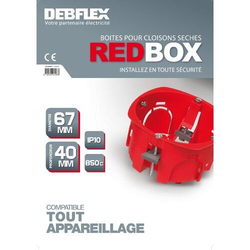 DEBFLEX Elektrisch waterdicht voor buiten, 800027, Silo, 200 afvoerdozen, inbouwdroger, diameter 67 x 40 mm, rood