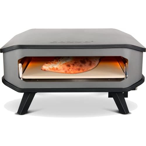 cozze Millarco 90346 XXL Pizza oven mobiele pizzaoven pizzasteen gasgrill tot 400 graden regelbaar met 42,50 x 42,50 cm pizzasteen draagbaar terras balkon tuin 8 kW, zwart