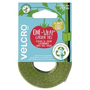 VELCRO Brand VELCRO merk VEL-30664-WEU EEN-WRAP Plantenbinders, 25 stuks, voorgesneden, geschikt voor tuintomaten, bloemen of groenten in verhoogde bedden, 20 cm x 1,2 cm, groen gerecyclede kunststof