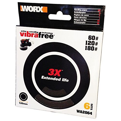 WORX WA2064 schuurbladenset voor excenterschuurmachine Vibrafree Ø125 mm, korrel 60, 120 en 180