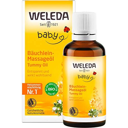 WELEDA baby Bäucheinolie, natuurlijke cosmetica massageolie tegen buik- en krampen van baby's en peuters, verzorgende olie ter bevordering van de spijsvertering (1 x 50 ml)