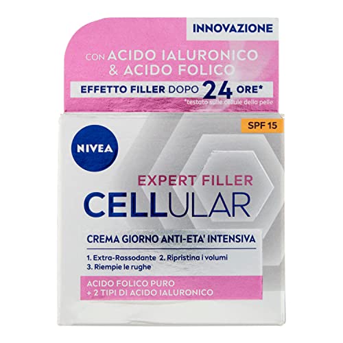 NIVEA Cellular Filler Extra verstevigende dagcrème, anti-leeftijd SPF 15, 50 ml, verstevigende en verstevigende gezichtscrème, anti-rimpelcrème met hyaluronzuur en collageenbooster