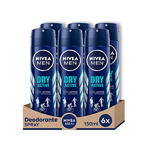 NIVEA Men Dry Fresh Anti-ademende luchtverfrisserspray voor 72 uur, 6 x 150 ml