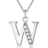 Zilverkleurige Letter W Dames Ketting met Zirkonia Zilver