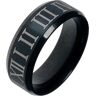 Zwarte stalen ring met Romeinse Cijfers-21mm Zwart