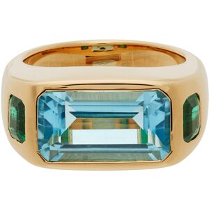 BRENT NEALE Gold & Green Emerald Cut Three Stone Ring - 5
