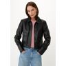 Mexx Cropped Leren Jacket Zwart XXL female