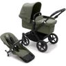 Bugaboo Donkey 5 Mono kinderwagen met wieg en stoel Forest green zonnekap, forest green bekleding, black onderstel