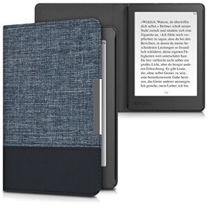 kwmobile hoes compatibel met Kobo Aura Edition 2 Canvas beschermhoes in donkerblauw/zwart Voor e-reader -
