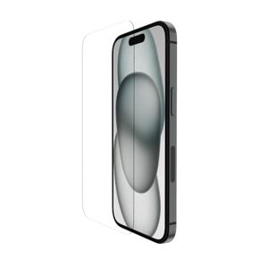 Belkin ScreenForce TemperedGlass antimicrobiële screenprotector voor iPhone 15, dun, kristalhelder, kraswerend, gehard glas film met Easy Align-bevestigingsframe voor makkelijk luchtbelvrij aanbrengen