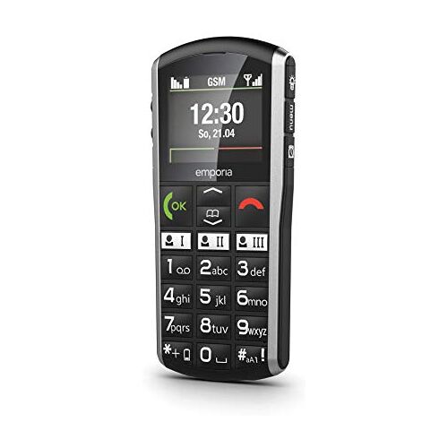 Emporia Simplicity mobiele telefoon voor senioren, zonder abonnement, mobiele telefoon met noodoproepknop, 2-inch display, zwart