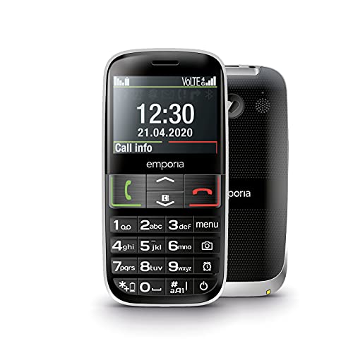 Emporia ACTIVE   Seniorenmobiele telefoon 4G Volte   Toetsentelefoon 4G Volte zonder abonnement   Mobiele telefoon met noodoproepknop   2,3-inch display   Zwart