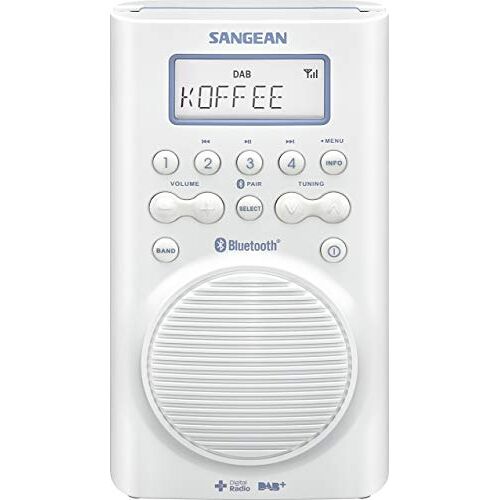 Sangean H-205D BT waterdichte douche-radio (Bluetooth, DAB+, FM RDS, waterdicht volgens JIS7) wit